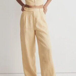 Madewell The Harlow Yellow Linen Wide-Leg Pants
